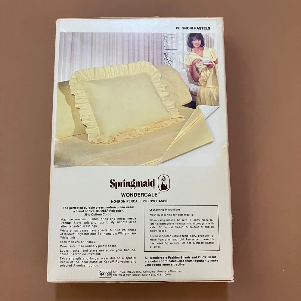 Vintage‎ Springmaid Wondercale Peignoir Pastels Yellow Pillowcases - 2 Standard